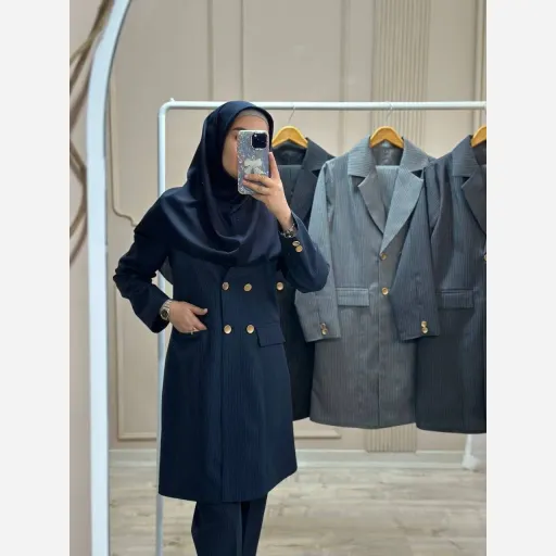 مانتو شلوار اداری بیتا سایز و رنگ رنگ سورمه ای سایز 3