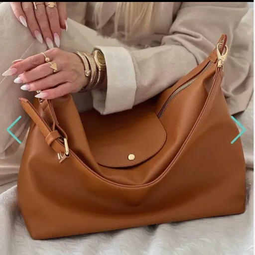 کیف دوشی زنانه و دخترانه مدل رزمینا رنگ نسکافه ای