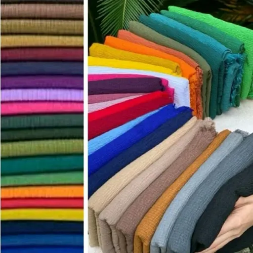 شال پفکی ساده نخی رنگبندی بی نهایت  رنگ سفید