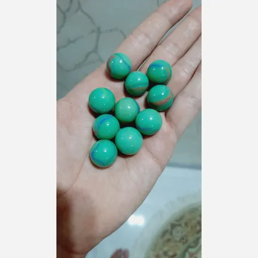 تیله سبز سنگی بسته 20 عددی تیله شیری کد9
