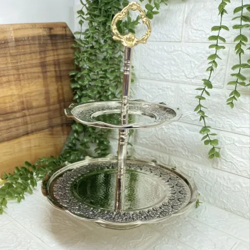 شیرینی خوری دو طبقه کروم (کد 1235)