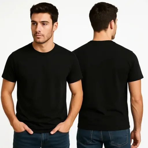 تیشرت  نخ پنبه یقه گرد چهار فصل  رنگ مشکی