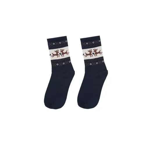 جوراب ساقدار زنانه طرح گوزن جنس نخ و پنبه فری سایز گزینه ها زرشکی