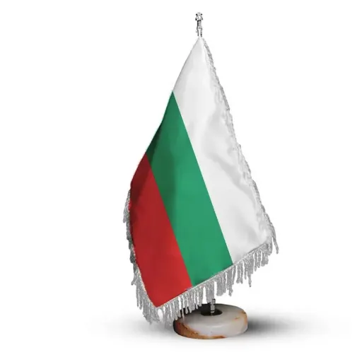 پرچم رومیزی کشور بلغارستان ریشه زرد با پایه سنگی افراتوس