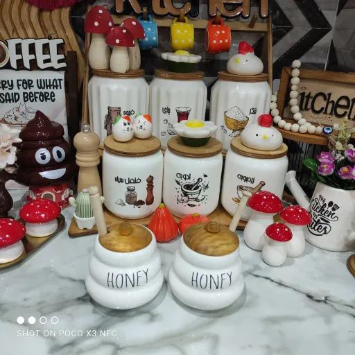عسل خوری سرامیکی و درب چوبی زیبا 