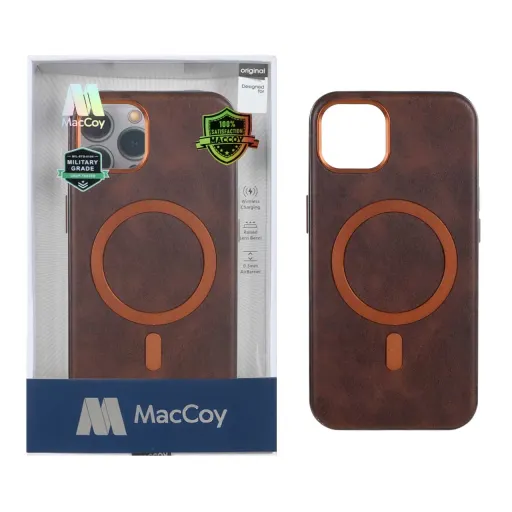 قاب اورجینال MacCoy چرمی Magsafe Military مدل Apple iPhone 13 / iPhone 14