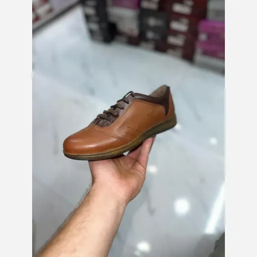 کفش اسپرت چرم گاوی عسلی مردانه سایز 37 و 38 حراج تک سایز گزینه ها 37