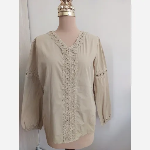شومیز باکسی زنانه وارداتی  رنگ شیری