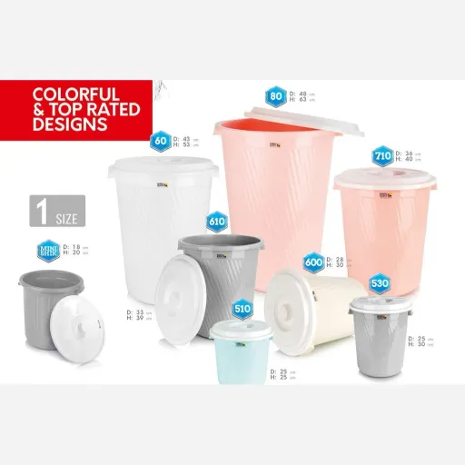 سطل زباله بادر مونا 60 لیتری ایده آل