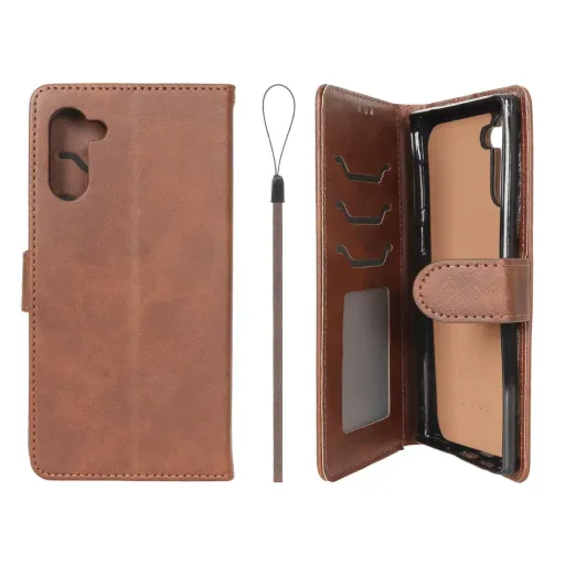 کیف موبایل مگنتی جاکارتی داخل خز درجه یک MNC Plus سامسونگ مدل Samsung Galaxy Note 10 رنگ قهوه ای