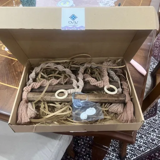 جا حوله ای مکرومه مدل چوبین