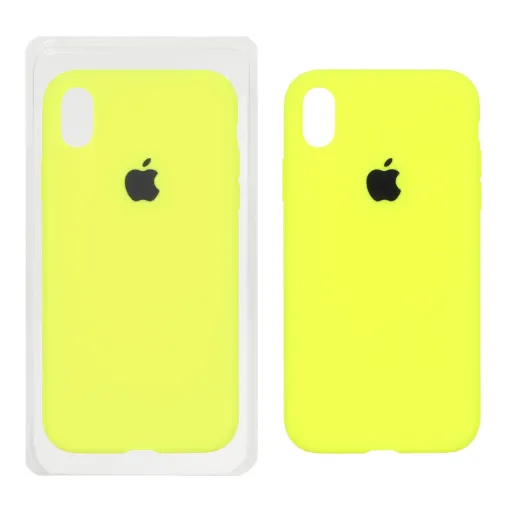 قاب سیلیکونی پاک کنی اورجینال اپل آیفون Apple iPhone XR (پک اصلی) رنگ زرد فسفری