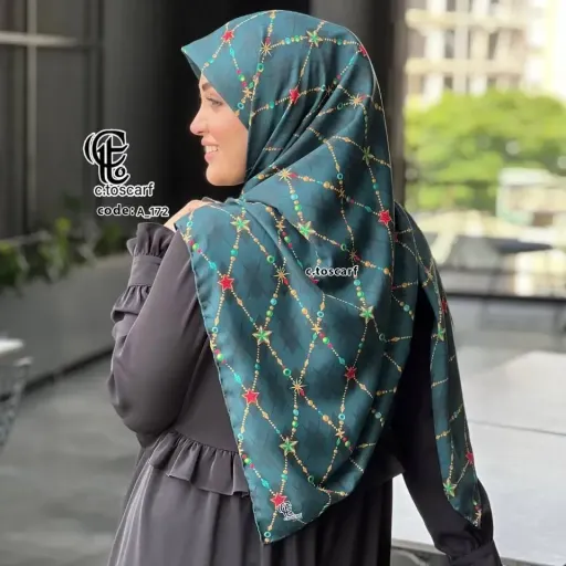 روسری طرح جواهر نخ کاستوم سیتو قواره بزرگ 140 سانتیمتر چرخدوز