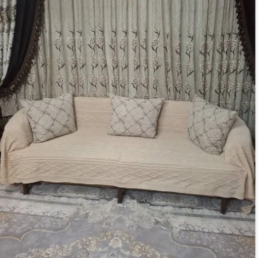 شال مبل سه متری مدل دیانا رنگ بندی استخوانی
