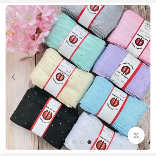 روبان حریر لبه دوخت نگین دار رنگ مشکی