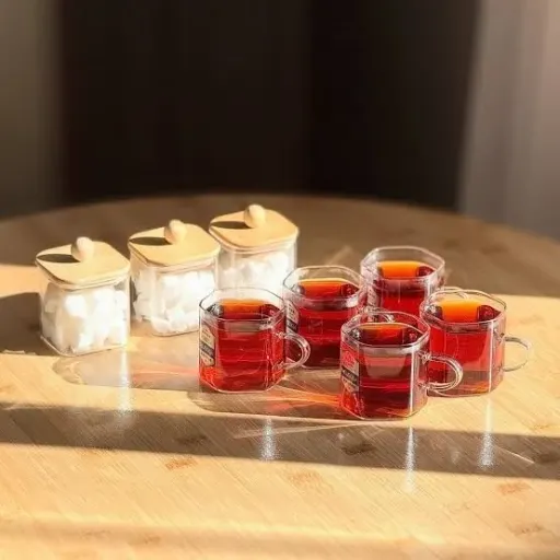 فنجان پیرکس مدل شش ضلعی برند Delisoga اندازه بلند