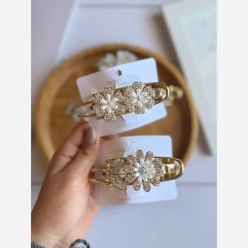 گیره مو انبری مدل گل و برگ