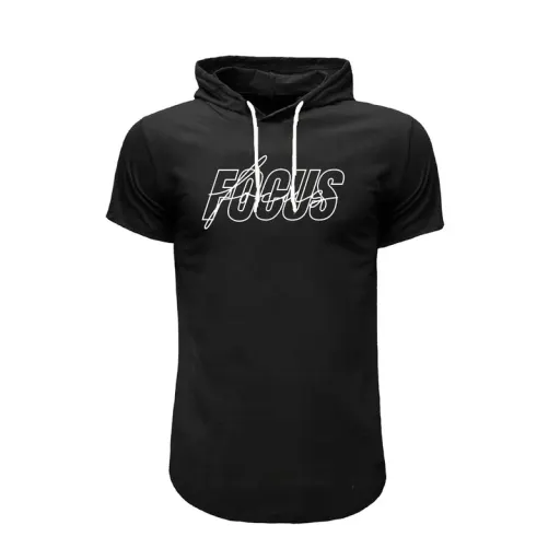 تی شرت کلاه دار آستین کوتاه مردانه مدل foco کد 75989 سایز مشکی - XXL