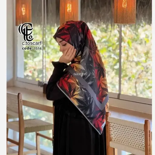 روسری نخی طرح گلمهر سایز 140 مزونی چرخ دوز