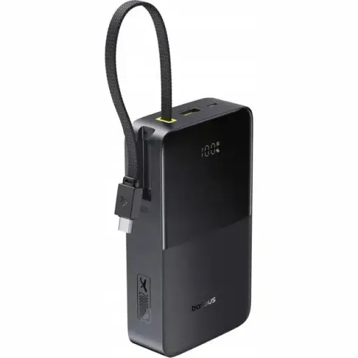 پاوربانک Baseus مدل EnerFill FC51 ظرفیت 20000 میلی‌آمپر ساعت با توان 22.5 وات و کابل Type-C متصل