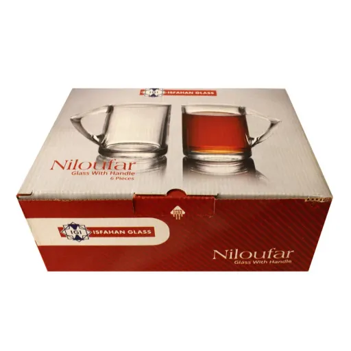 لیوان شیشه و بلور اصفهان مدل نیلوفر کد 440 بسته 6 عددی رنگ بی رنگ