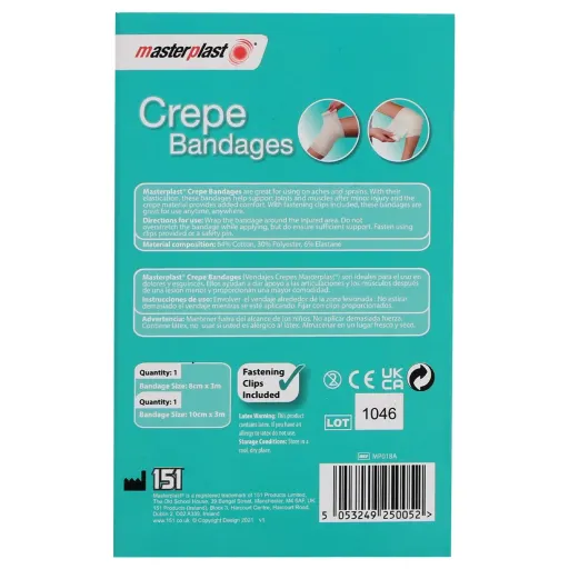 بانداژ کش دار Masterplast مدل Crepe بسته 2 عددی