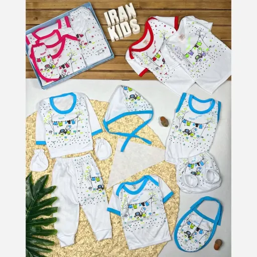 ست لباس نوزاد پسرانه و دخترانه نخ پنبه ای ضد حساسیت مناسب تا 12 ماه سایز لباس 2 تا 4 ماه رنگ سفید