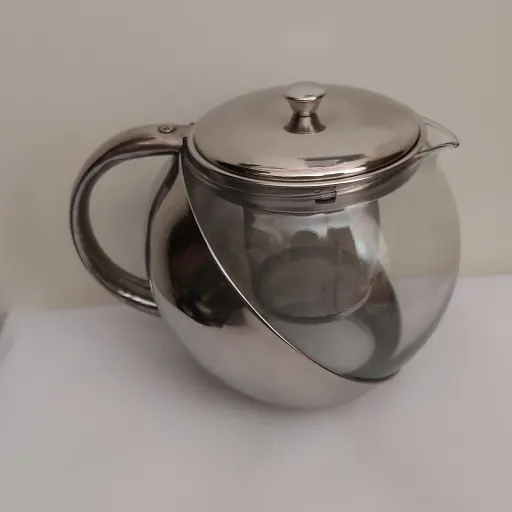 قوری نیم استیل 1100میلی لیتر طرح تپل( صافی دارد)