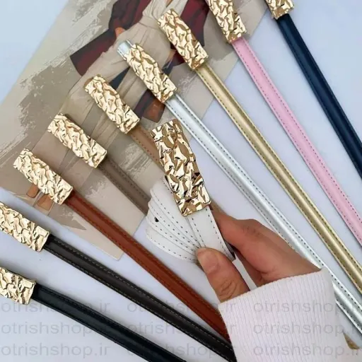 کمربند زنانه وارداتی طرح چروک 1,5 سانتیمتر | رنگ قهوه ای تیره