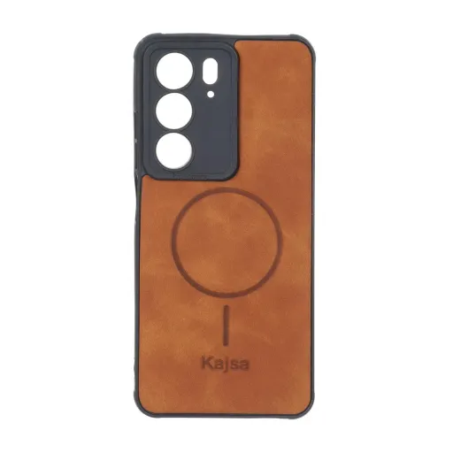 قاب Kajsa طرح مگ سیف محافظ لنزدار ریلمی مدل Realme C75 رنگ قهوه ای روشن