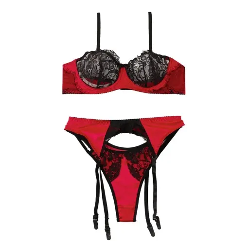 ست لباس زیر زنانه فانتزی بکلس فنردار دانتل سایز 75 تا 90 گزینه ها سبز تیره | سایز 90
