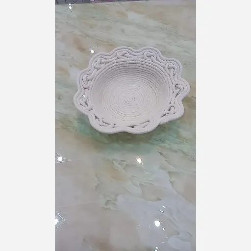 سبد میوه دستباف قیطان دوزی شده طرح گل - مناسب دکوراسیون منزل