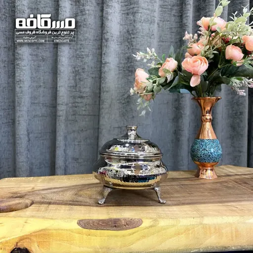 قندان مسی نقره ای (کروم مدل سفینه ای/کد 032)