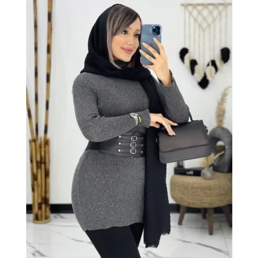 بافت يقه اسكي - کد 83 | رنگ زغالی
