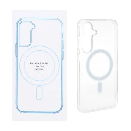 قاب مگ سیف شفاف Samsung Galaxy S24 FE با قابلیت شارژ MagSafe رنگ شفاف