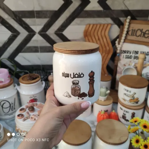 بانکه سرامیکی درب چوبی ست سه تایی با کیفیت عالیییی 