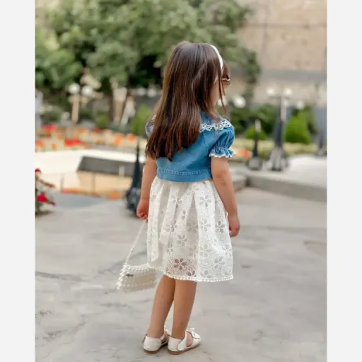 ست کت و سارافون مجلسی دخترانه مدل جین مناسب 1 تا 7 سال گزینه ها ۶