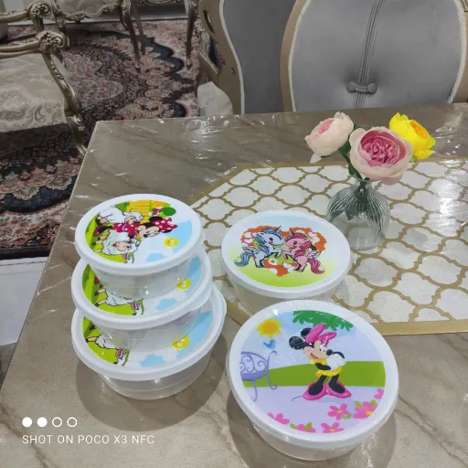 ظرف نگهدارنده 3تایی طرح گرد و کارتونی خوشگل وجذاب 