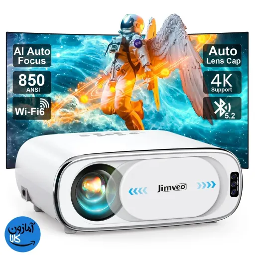 ویدیوپروژکتور 4K برند Jimveo مدل E30 فوکوس خودکار لنز درپوش خودرو 