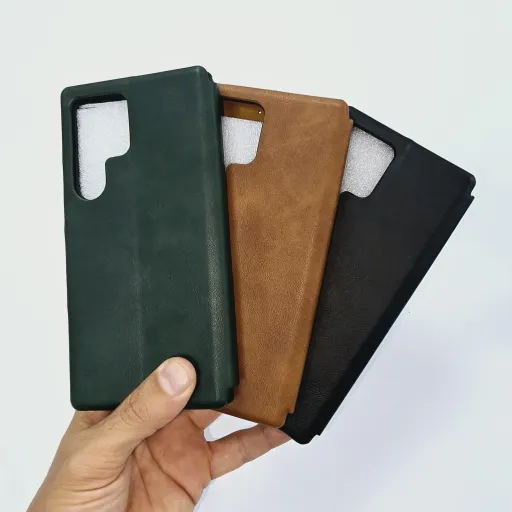 کیف کلاسوری گوشی سامسونگ s24Ultra .کیف کتابی برند coblue رنگ عسلی