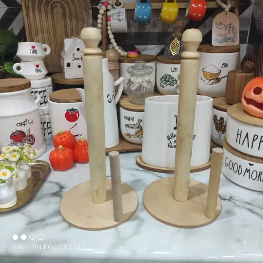 جا دستمال کاغذی رولی چوبی با کیفیت 