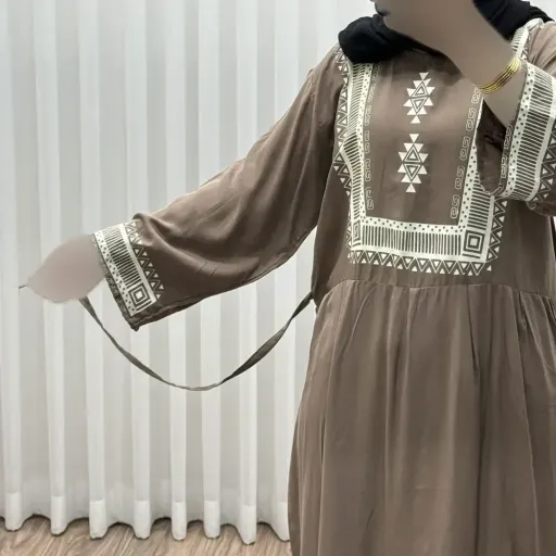 پیراهن ساحلی نخی زنانه مدل سرخپوستی فری سایز مناسب تا 44 با کمربند گزینه ها مشکی