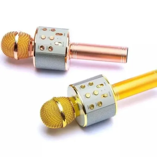 اسپیکر میکروفن بلوتوث دار اصلی GOODFREY WS-858 شارژی در 8 رنگ جذاب میکروفون بلندگو رنگ طلایی