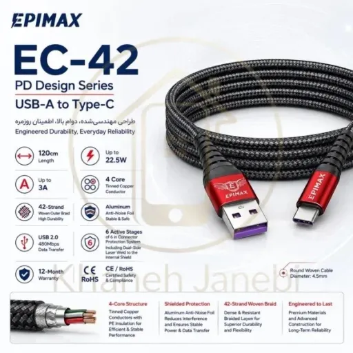 کابل شارژ اپیمکس EC-42 PD Design Type-C