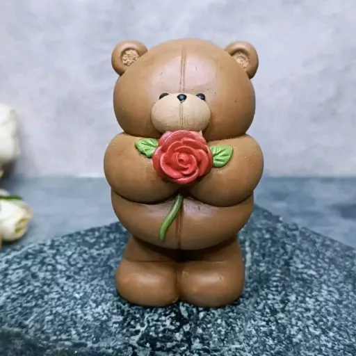 قالب سیلیکونی خرس گل به دست مناسب برای شمع و سنگ مصنوعی