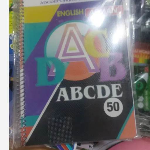 دفتر زبان انگلیسی 50 برگ سیمی (دفترچه دو خط)