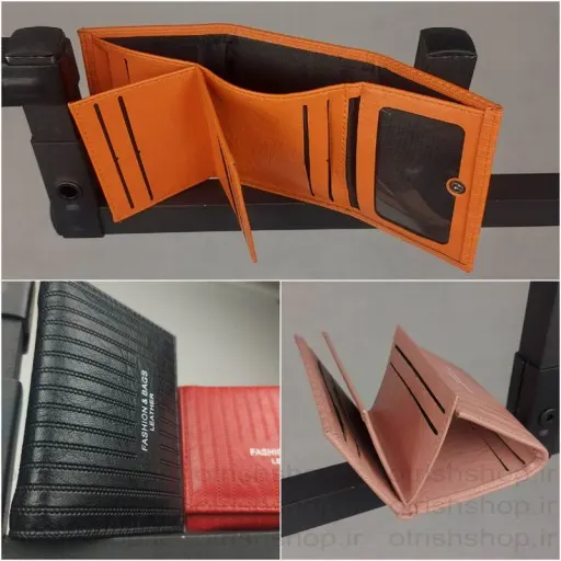 کیف پول چرمی سه لت فشن وارداتی رنگ نسکافه ای