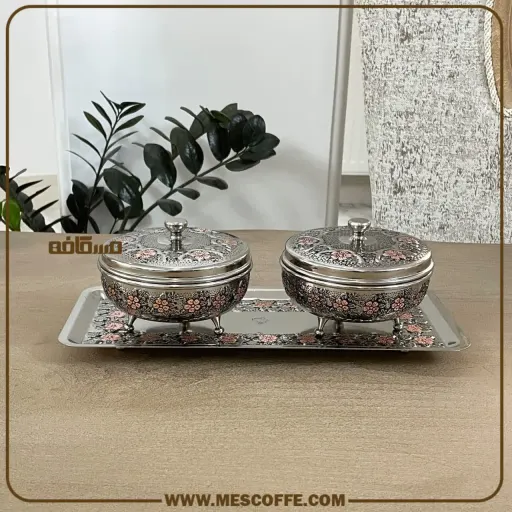 ست اردو خوری مسی الماستراش(مدل گل سرخ)
