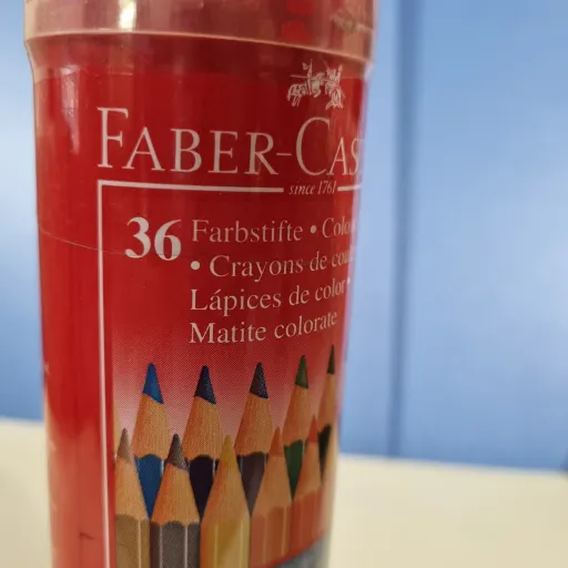 مداد رنگی 36 رنگ جعبه فلزی  فابر کاستل  استوانه ای
