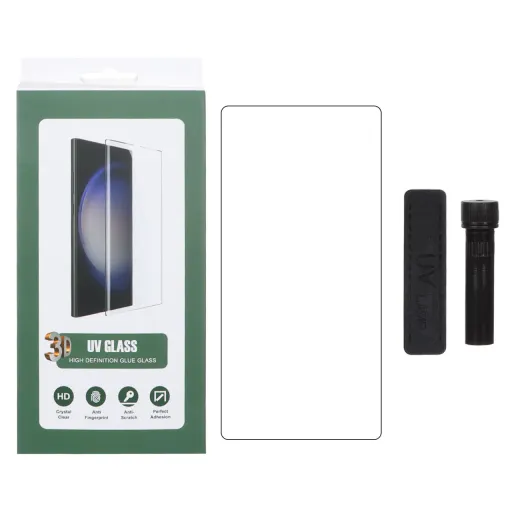 گلس محافظ صفحه نمایش شیشه ای UV 3D Glass سامسونگ مدل Samsung Galaxy S23 Ultra (پک دار)